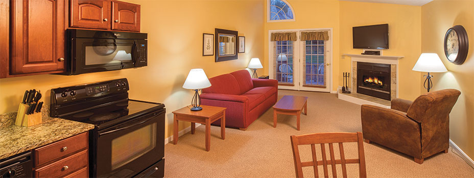 Master bedroom of a Two Bedroom Suite at Crotched Mountain Resort