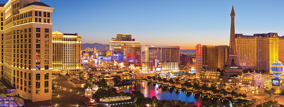 Aerial view of the Las Vegas Strip at night