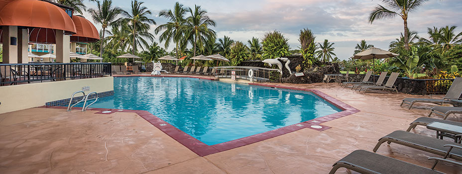 One of many pools at the Kona Coast Resort