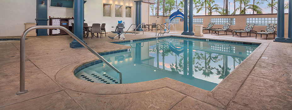 A standard living room at the Peacock Suites in Anaheim, California